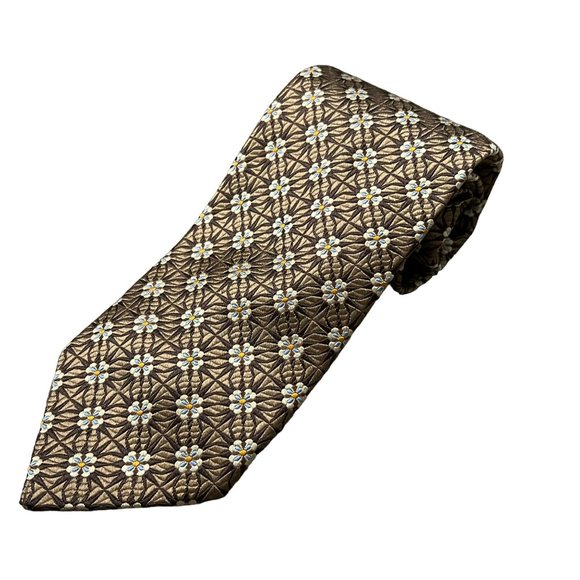 Robert Talbott Nordstrom Mens Bronze Hand Sewn Floral Silk Classic Neck Tie